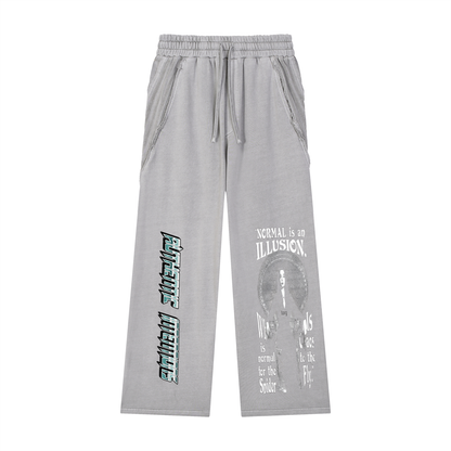 Unisex Snow Washed Tape Raw Edge Sweatpants